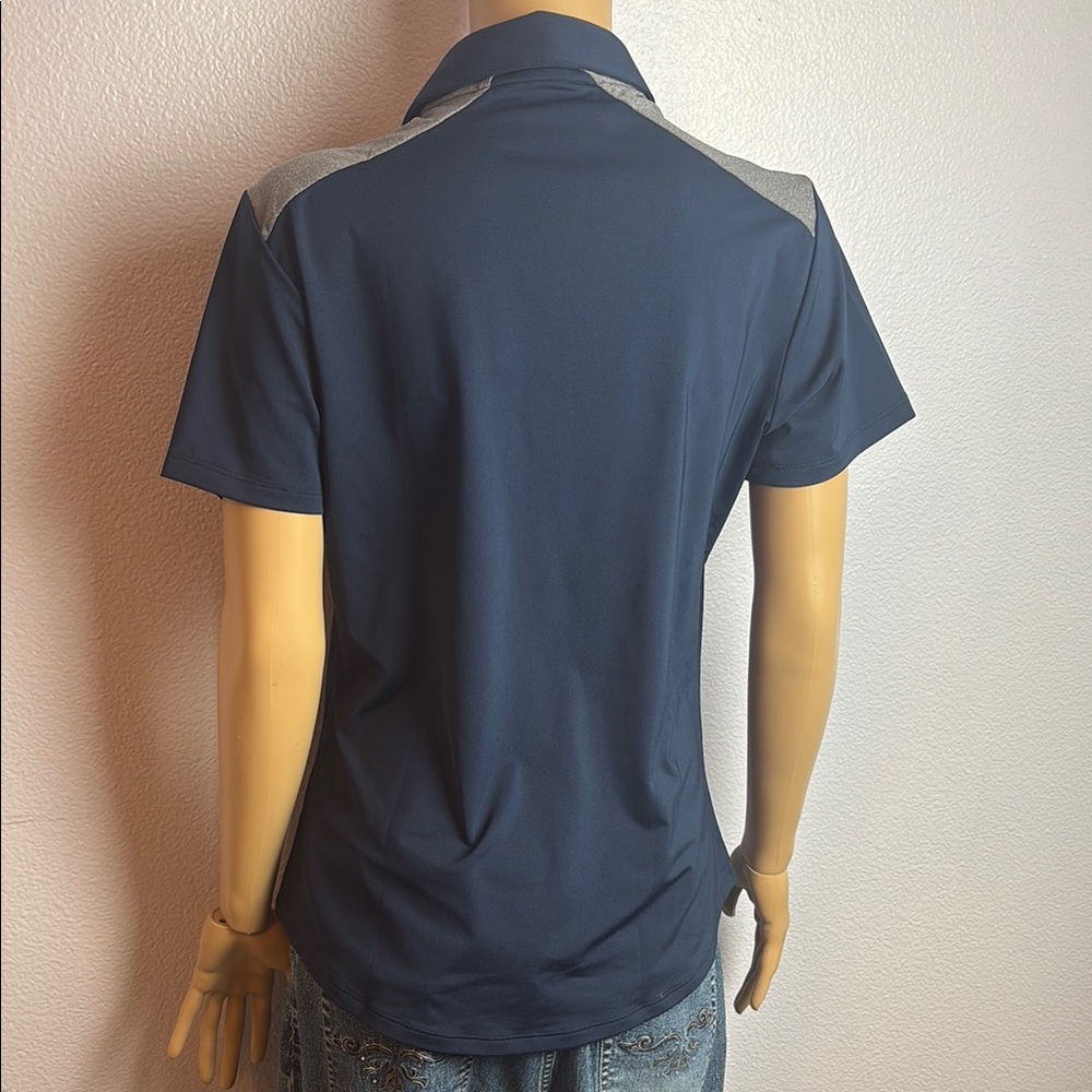 Adidas Blue Fitted Buttoned Tennis Golf Polo Shirt - Picture 10 of 16